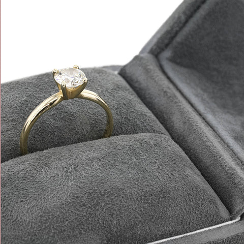 Image of 14K Yellow Gold Round Brilliant Cut 0.5ct Moissanite 4 Prong Ring Solarite Lab Diamond Engagement Promising Ring For Women