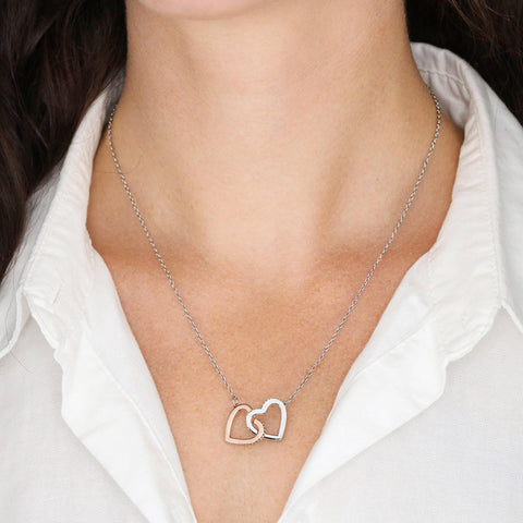 Image of Heart  to Heart Interlocked Zirconia Stones Necklace (includes gift box)