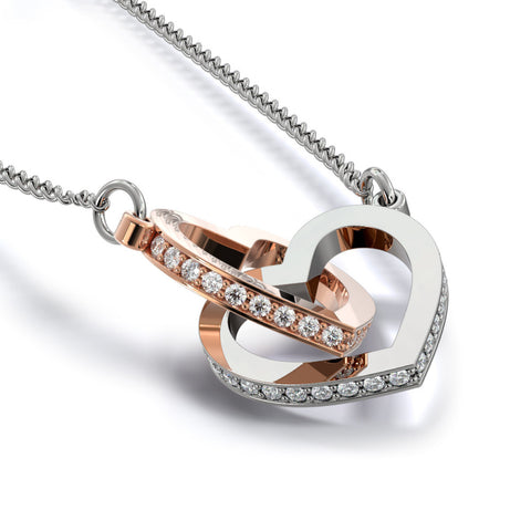 Image of Heart  to Heart Interlocked Zirconia Stones Necklace (includes gift box)